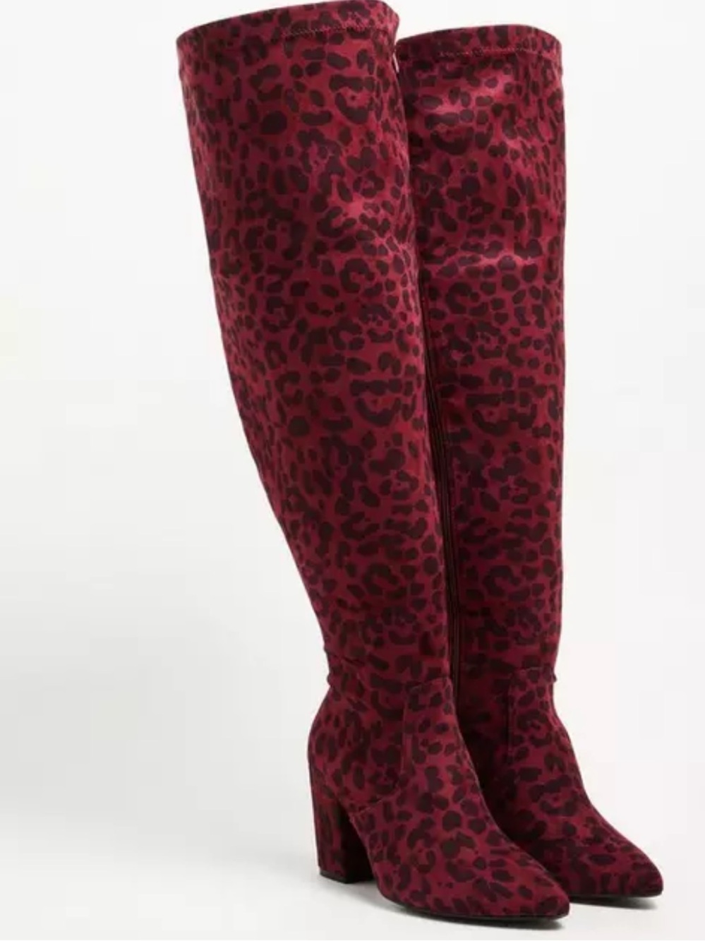 torrid Burgundy Leopard Pointed Toe Over-The-Knee Boots Size 8.5 WW